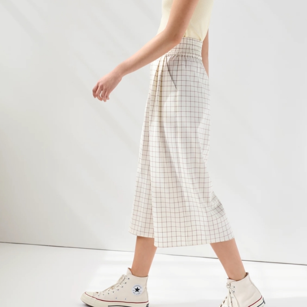 Aritzia Sunday Best Sullivan Checkered Wide Leg Pant in Amber Earth - Picture 3 of 11